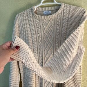 Old Navy Cream Cable Knit Sweater Men Sz XL chunky fisherman boho classy e2
